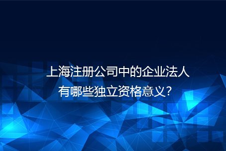 上海注册公司中的企业法人有哪些独立资格意义？